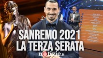 Sanremo 2021, terza serata: Achille Lauro è una statua, Ibra arriva in moto ed Ermal Meta è in testa