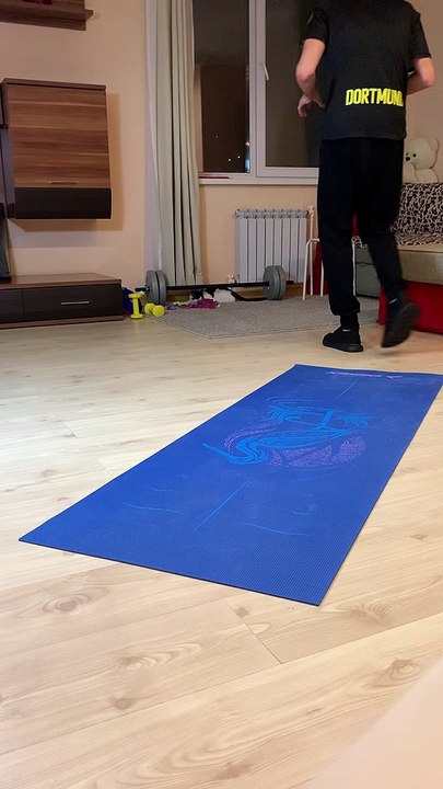 Kitty Interrupts Owners Work Out