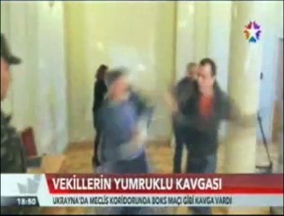 Ukrayna'da milletvekilleri yumruk yumruğa birbirine girdi