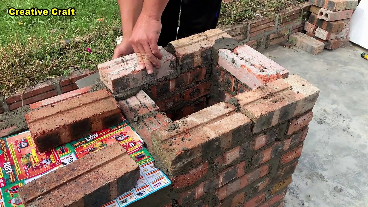 05. Amazing With Cement Ideas - Stove Outdoor Grill From Red Bricks