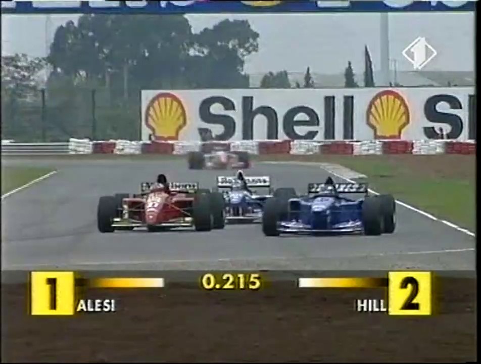 F1 Argentina 1995 - Olivier Panis ostacola Jean Alesi