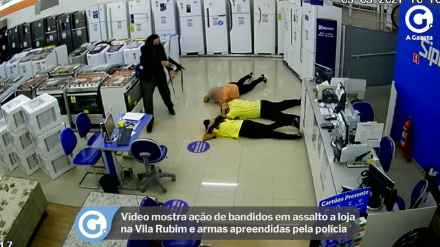 Vídeo mostra ação de bandidos em assalto a loja na Vila Rubim e armas apreendidas pela polícia