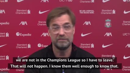 Klopp not fearful of exodus if Liverpool miss out on Champions League