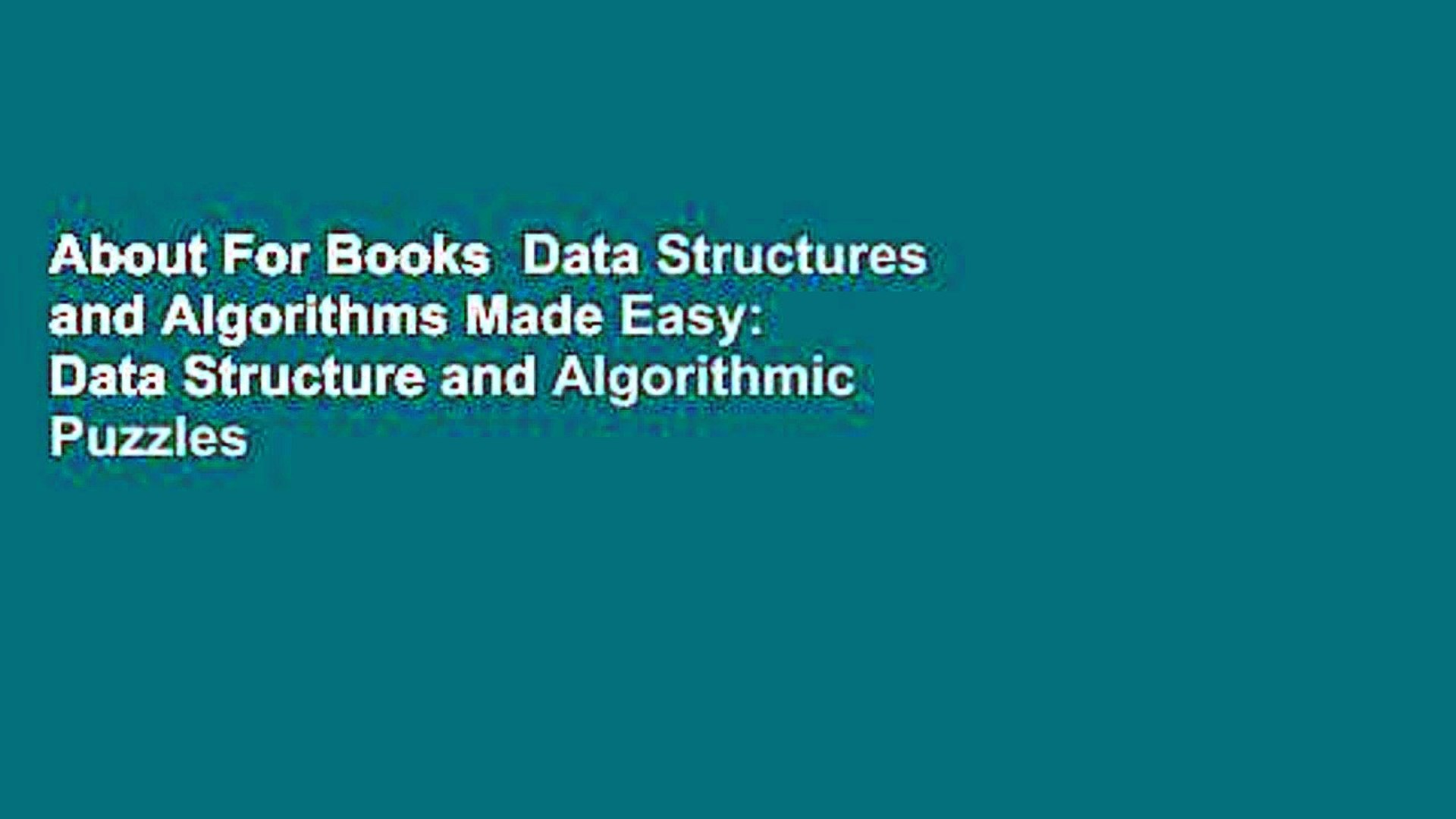 About For Books  Data Structures and Algorithms Made Easy: Data Structure and Algorithmic Puzzles