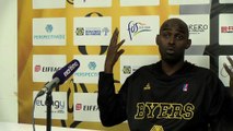 Mamadou Dia après la victoire de Fos Provence Basket contre Paris