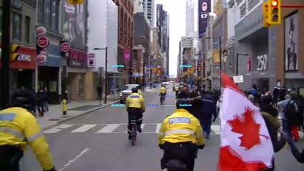 100-125 batshit-delusional fringe/conspiracy groups marching to queens park (spotted from yonge/dundas)