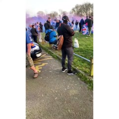 Glasgow Rangers fans gather in Corby