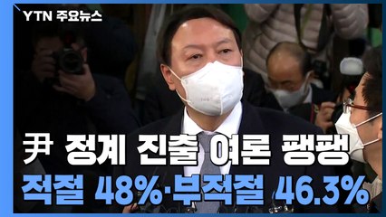 윤석열 정계 진출 여론 팽팽...적절 48.0% vs 부적절 46.3% / YTN