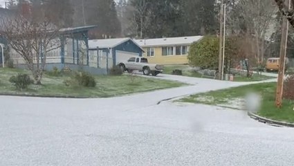 Hail pelts the roads in Oregon