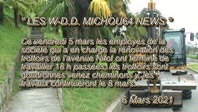 LES W-D.D. MICHOU64 NEWS - 6 MARS 2021 - PAU - DU 1er AU 5 MARS 3ème SEMAINE DE TRAVAUX DE RÉNOVATION DES TROTTOIRS DE L'AVENUE NITOT