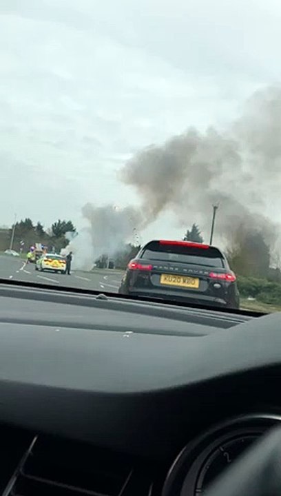Car bursts into flames on busy Milton Keynes road