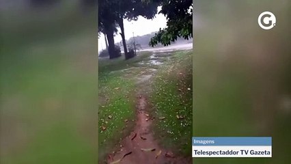 Chuva de granizo é registrada em Rio Bananal, no Norte do ES