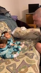 Baby tries to protect twin after failing to recognise dad after he shaves, watch viral video