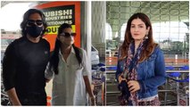 Raveena Tandon, Suniel Shetty with wife spotted at the airport leaving for Jaipur