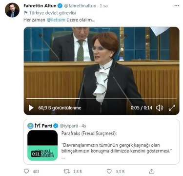 Fahrettin Altun'dan İYİ Parti'ye cevap