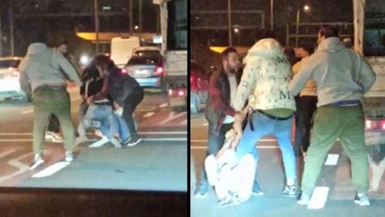 Trafiği tehlikeye düşüren kamyonet sürücüsüne meydan dayağı