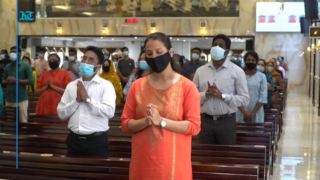 Members of Sharjah's Christian community attend their first Mass in months after places of worship for non-Muslims reopened in the emirate at a maximum capacity of 50%