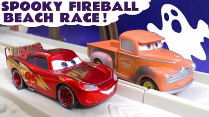 Tải video: Spooky Hot Wheels Fireball Beach Race with a Ghost plus Disney Pixar Cars Lightning McQueen and Marvel Avengers Superheroes in this Family Friendly Toy Story Full Episode English Video for Kids from Kid Friendly Family Channel Toy Trains 4U