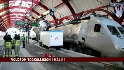Tog kørte ind i betonklods på Malmø Centralstation | Voldsom togkollision i Malmø | X2000 | SJ | Skåne | Sverige | 01-01-2011 | TV2 LORRY @ TV2 Danmark