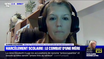 Karine Duchemin sur le harcèlement scolaire: "On m'a dit qu'il fallait prendre les menaces de mort au second degré"