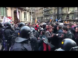 Mosso colpeja amb porra a les costelles d'una manifestant