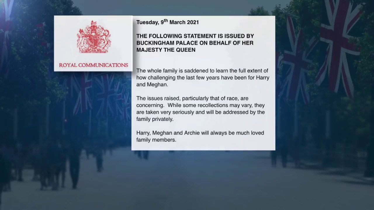 Isabel II responde de forma conciliadora a los duques de Sussex tras las acusaciones de racismo