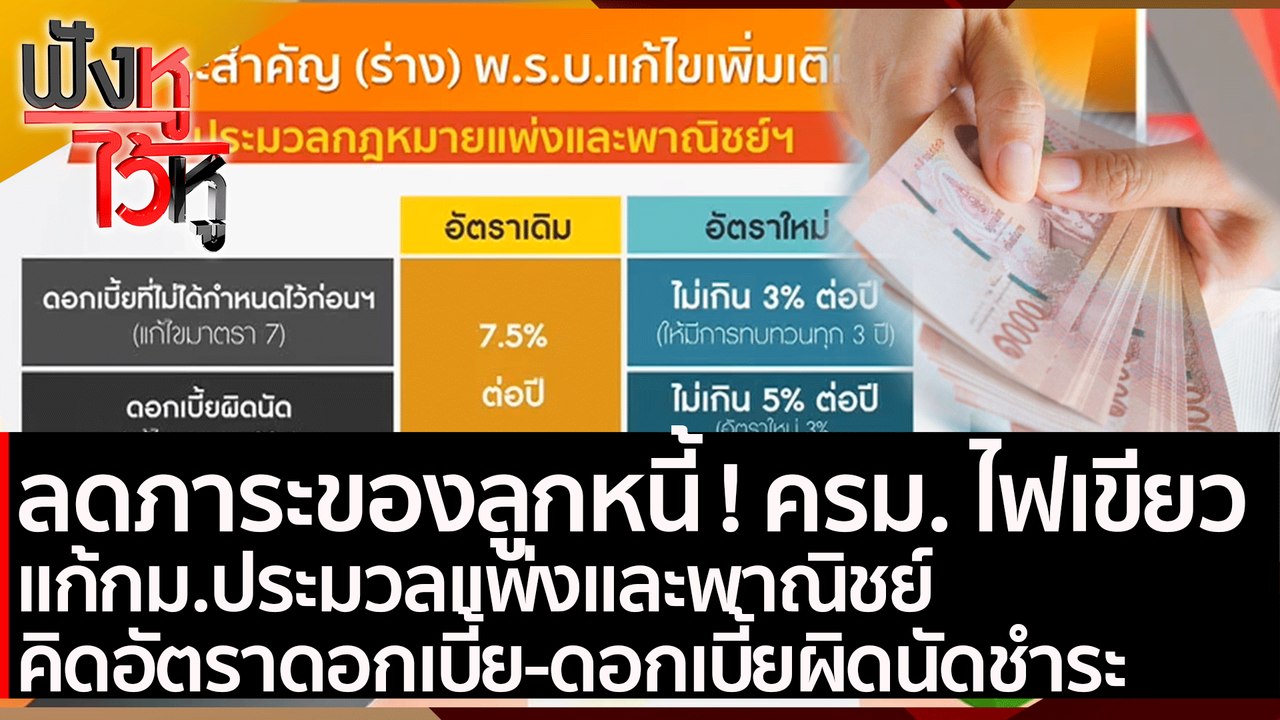 ลดภาระของลูกหนี้ ครม. ไฟเขียว แก้กมฯ .คิดอัตราด...