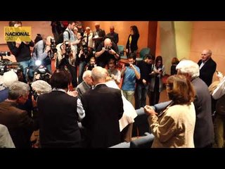 Aplaudiment a Jordi Pujol en l'acte de reconeixement a la seva trajectoria