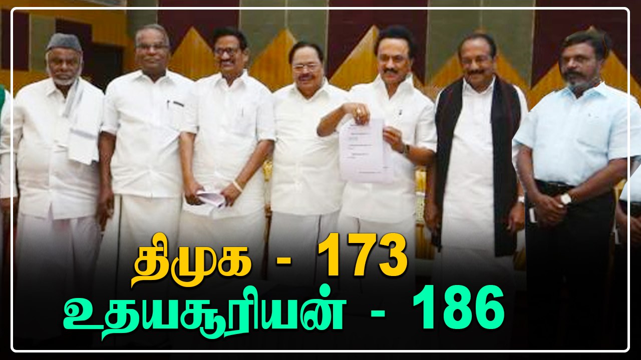 DMK  மற்றும் அதன் கூட்டணி கட்சிகள் போட்டியிடும் தொகுதிகளின் எண்ணிக்கை
