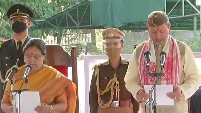 Watch: Tirath Singh Rawat takes oath as Uttarakhand chief minister
