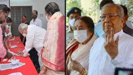 విజయవాడలో ఓటు హక్కు వినియోగించుకున్న గవర్నర్ దంపతులు