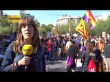 Gisela Rodríguez explica l'inici de la manifestació a plaça Universitat