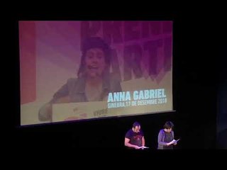 David Fernàndez i Natza Farré llegeixen una carta d'Anna Gabriel
