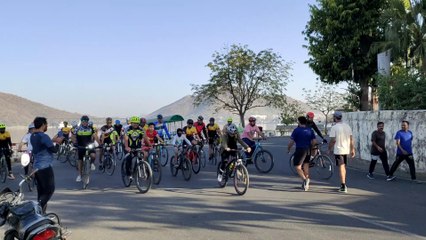 फतहसागर पर साइकिल चला स्वस्थ रहने का संदेश