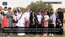 Emirati students launch model rockets at SkyDive Dubai