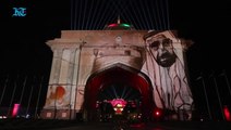 Spectacular light show at Emirates Palace in Abu Dhabi for the UAE's 46th National Day