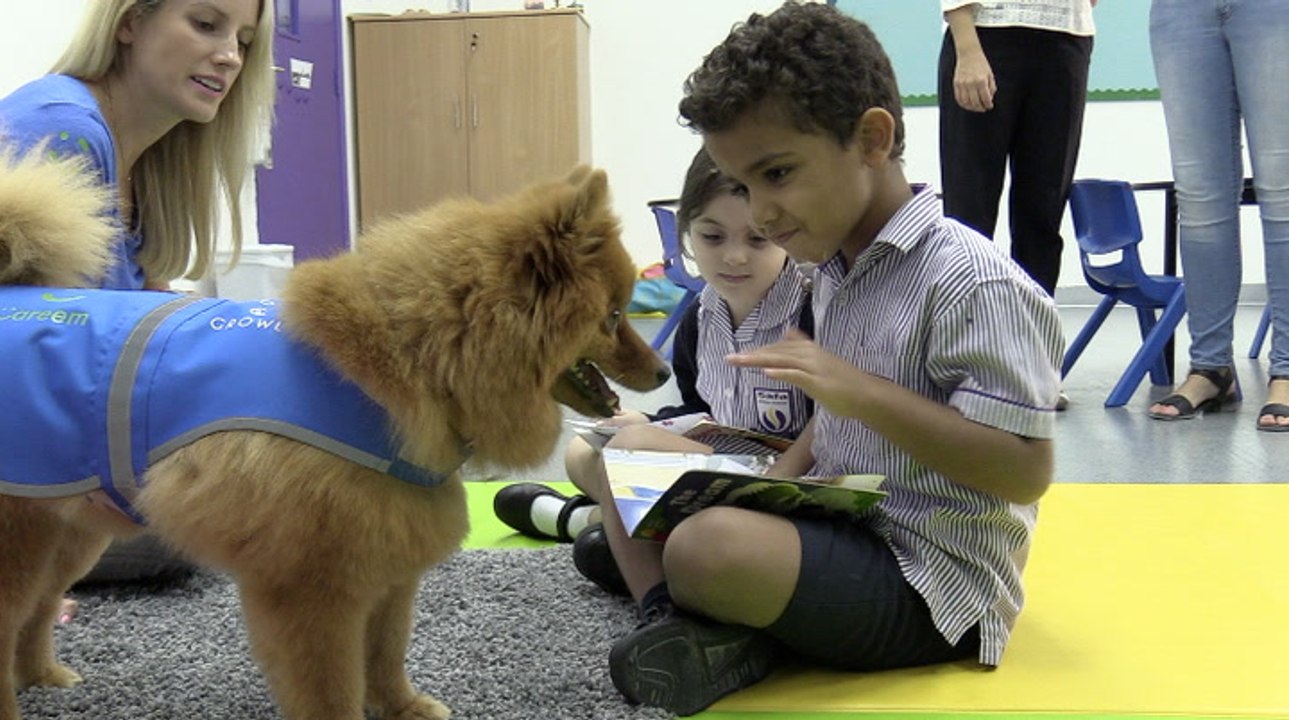 For the first time in a Dubai school, dogs are helping students read