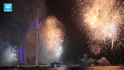 Timelapse of Burj Al Arab's spectacular 12-minute-long New Year fireworks in Dubai