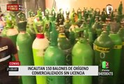 PNP halló 150 balones de oxígeno en vivienda de Comas