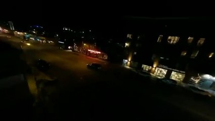 The drone flying around the bowling alley and filming is amazing...