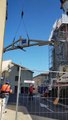 Installation de la nouvelle charpente du transept de l'église de Manduel