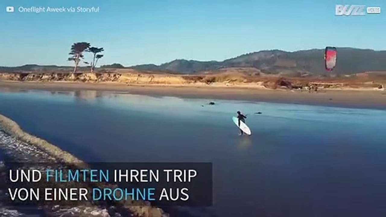 Drohne macht irre Aufnahmen von Kitesurfern in Kalifornien