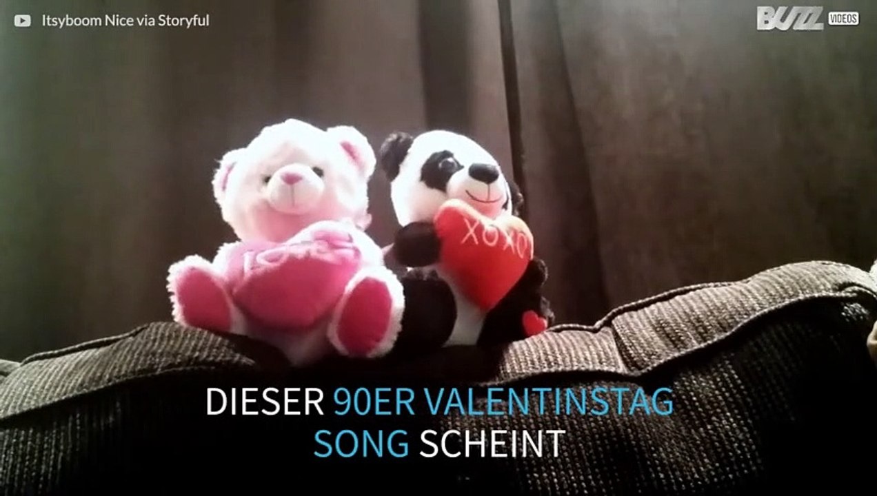 Teddybär macht einen Tanz am Valentinstag