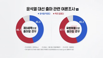 윤석열 지지율...제3지대면 45.3％ 국민의힘이면 45.2％ 비슷 / YTN