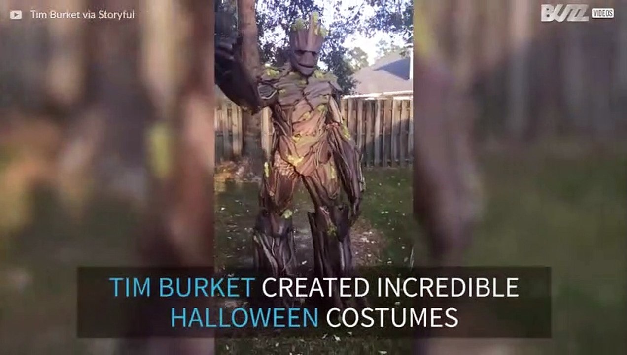Dad creates incredibly realistic Groot costume!