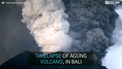 Incredible timelapse video shows ash being expelled from the Agung volcano.