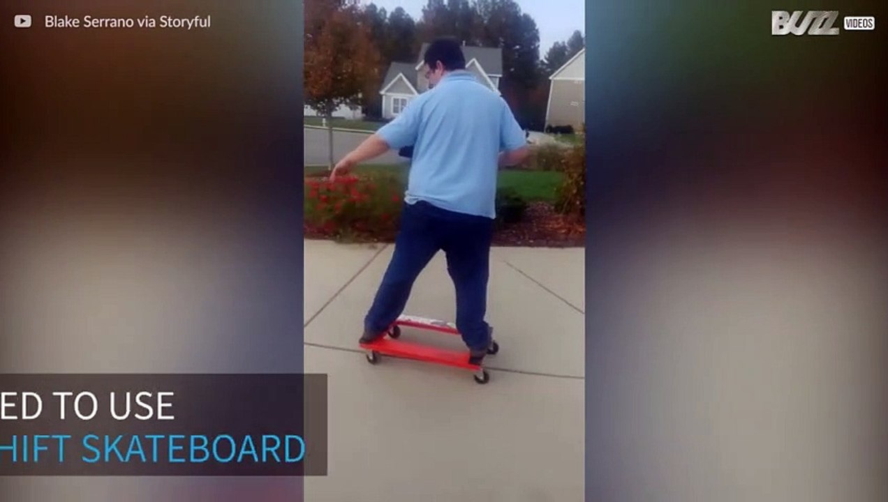 Epic fall after man rides improvised skateboard!