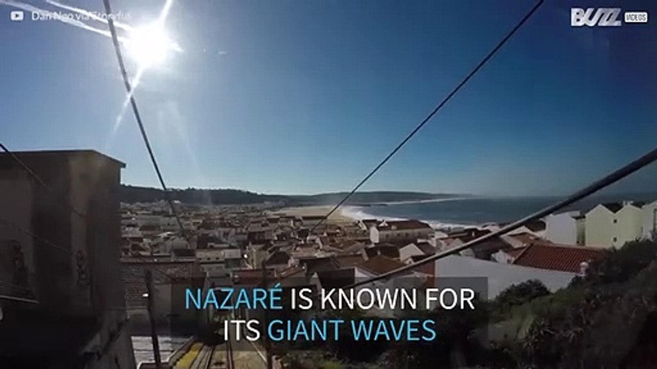Drone captures images of Nazaré's giant waves