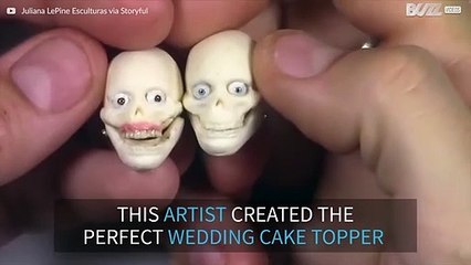 Artist makes realistic sculpture of couple for their wedding cake