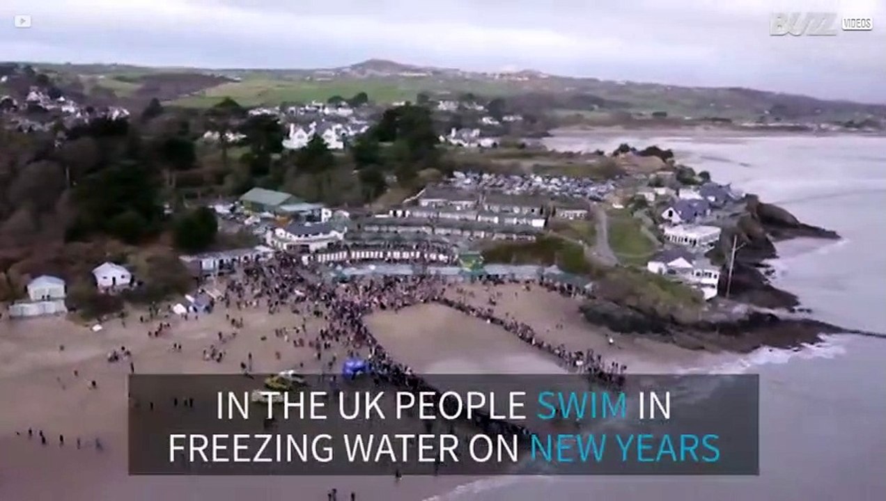 Hundreds of people dive into the waters of the UK on new years
